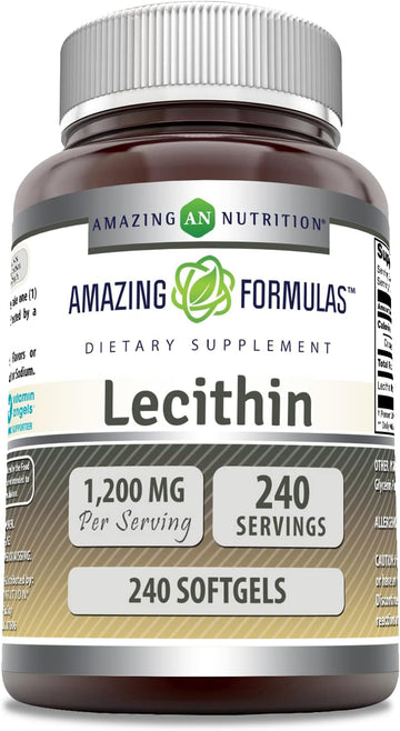 Amazing Formulas Lecithin 1200mg High Potency 240 Softgels Supplement 1.15 Pounds