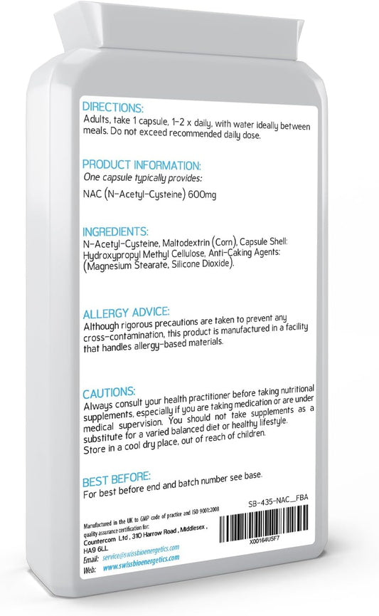 N-Acetyl Cysteine (Nac) 600 Mg 120 Capsules - Uk Manufactured And Suit140 Grams