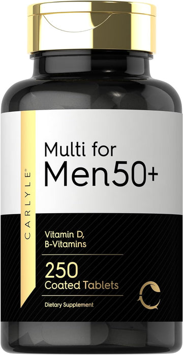 Multivitamin for Men 50 and Over | 250 Count | with B Vitamins, Vitamin D, Magnesium & Zinc | Gluten Free Supplement | b