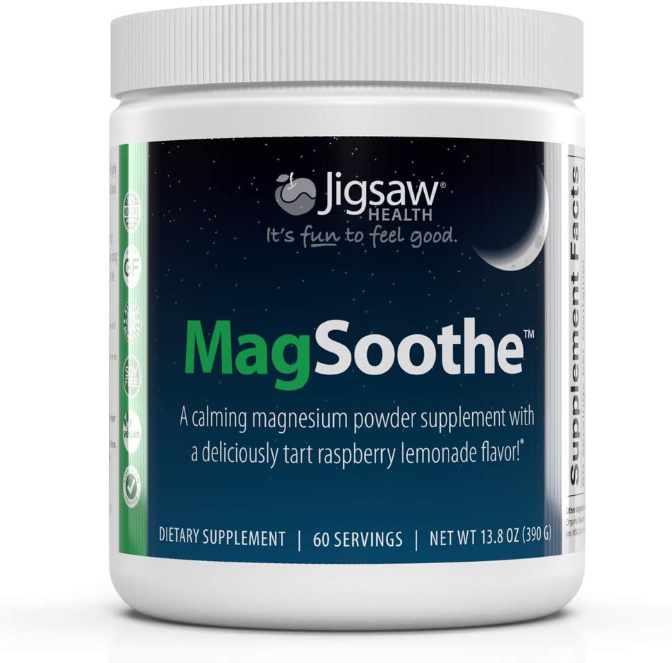 Jigsaw Health MagSoothe Calming Magnesium Powder Supplement Jar, 60 Se