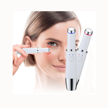 Fujiuia Eye Massager Heat & Cold Facial Massager Rechargeable Skin Lifting Machine for Relax Eye Dark Circles, Eye Bags, Wrinkles, Puffiness Under Eyes, White, One Size