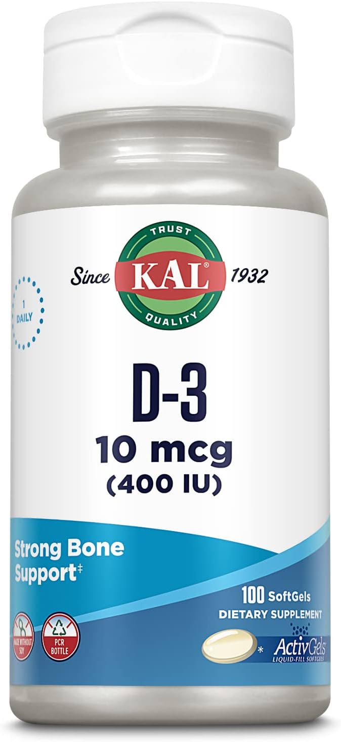 Kal Vitamin D3 400 Iu Softgels (10 Mcg), Active Form Of Vitamin D, Cal