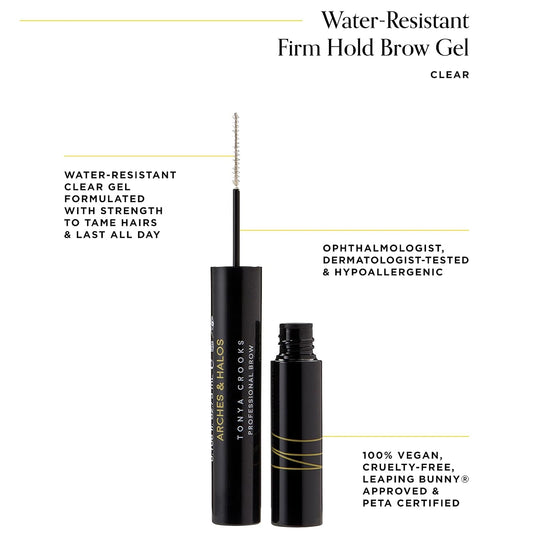 Arches & Halos Water Resistant Firm Hold Brow Gel - Brow Setting Gel - Long-lasting Hold - Vegan and Cruelty Free Makeup - Clear - 0.176   (Pack of 2)