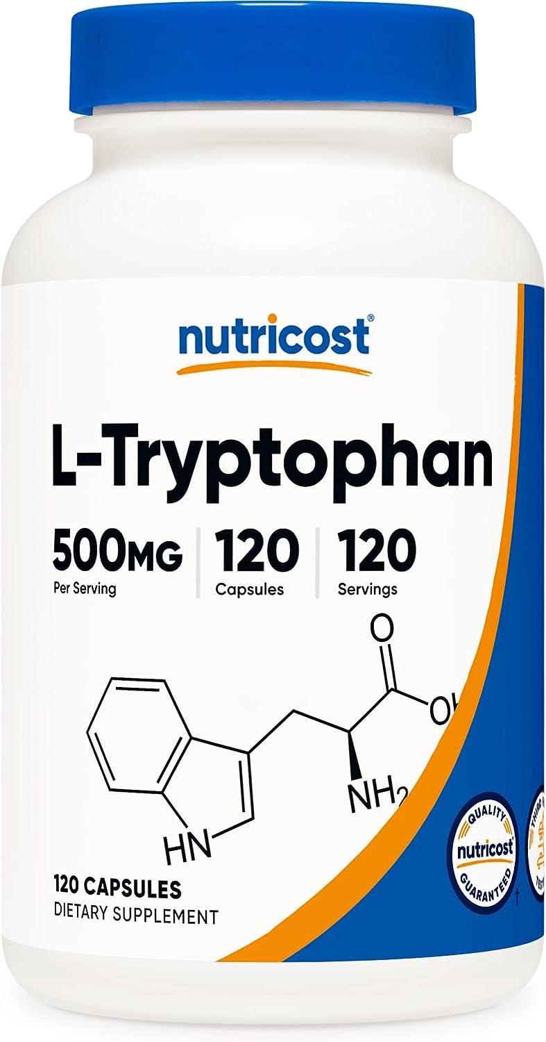 Nutricost L-Tryptophan 500mg, 120 Capsules - with BioPerine, Gluten Free, Non-GMO
