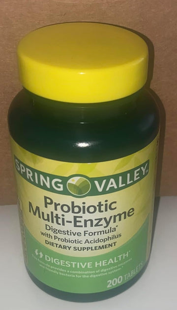 Spring Valley Probiotic Multi-Enzyme Digestive Formula Tablets, 200 Co5.29 Ounces