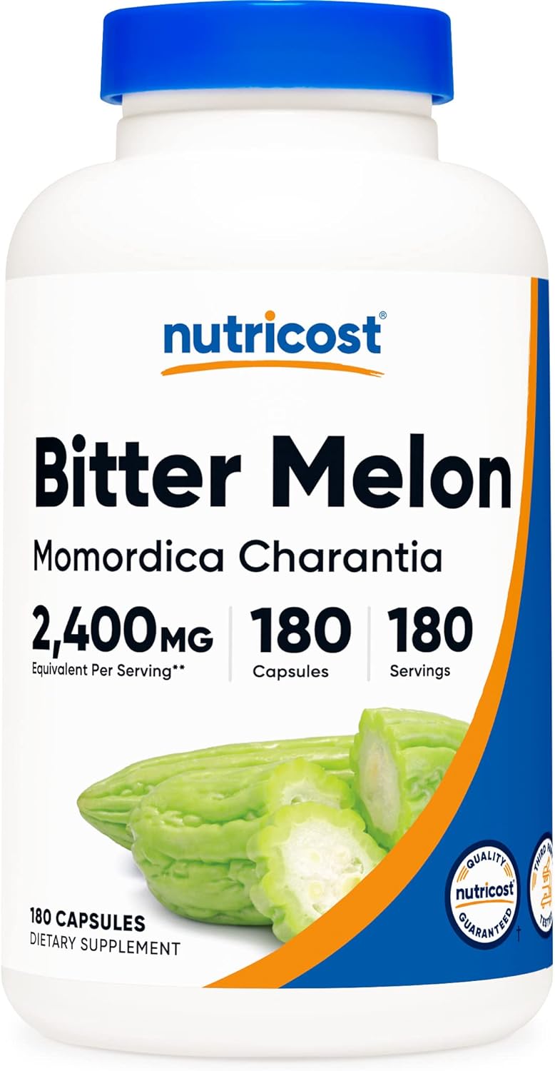 Nutricost Bitter Melon 600mg (2,400mg Equivalent), 180 Capsules - Gluten Free, Non-GMO
