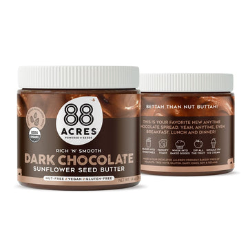 88 Acres Organic Sunflower Seed Butter | Dark Chocolate | Keto-Friendly, Vegan, Gluten Free, Dairy Free, Nut-Free Seed B