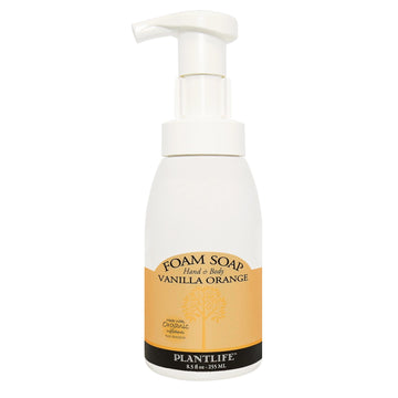 Plantlife Vanilla Orange Foam Soap - Gentle, Moisturizing, Plant-based Foam Soap for All Skin Types - Ideal for use as a Hand & Body wash, Shaving Cream, and Foaming Fun for Kids - Made in California 8.5