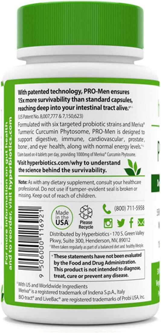 Hyperbiotics Pro Probiotics for Men | Time Release Tablets | Digestive1.44 Ounces