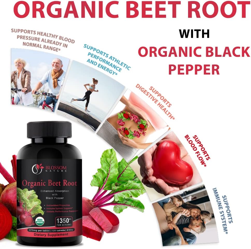 Organic Beet Root Powder 1350mg with Black Pepper-Nitric Ox