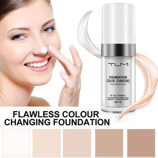 Stellar Express TLM Colour Changing Foundation for Different Skin Tone, Foundation Makeup Base Nude Face Liquid Full Coverage Concealer, TLM Concealer Cover Cream,Great Gifts(2P)