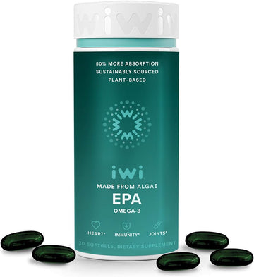 iwi Life Omega-3 Oil EPA - Algae Oil Softgel Capsules - 100% Vegan Non GMO, Better Absorption - Supports Immune System R