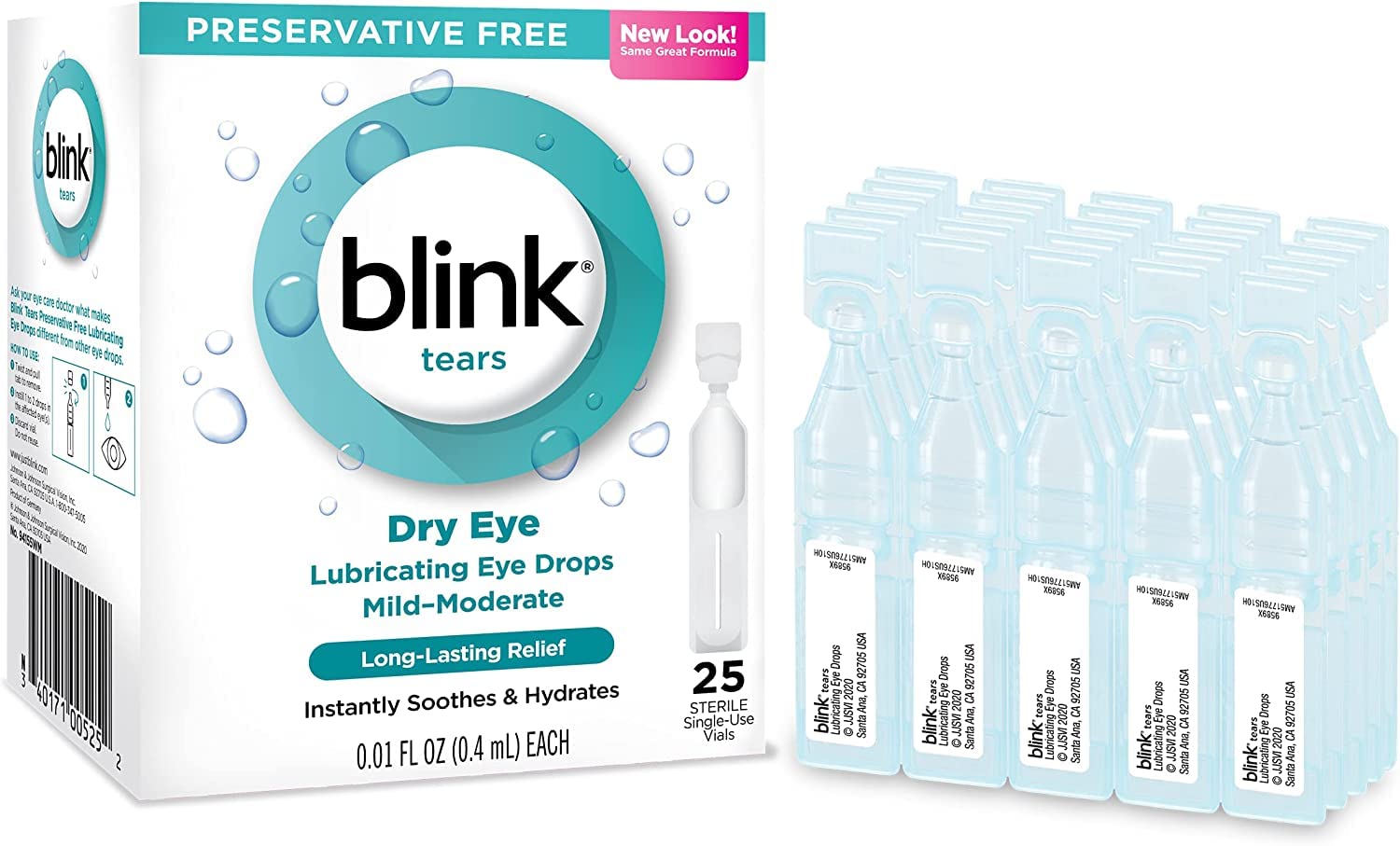 Blink Tears Lubricating Eye Drops Mild-Moderate Dry Eye 25 Each