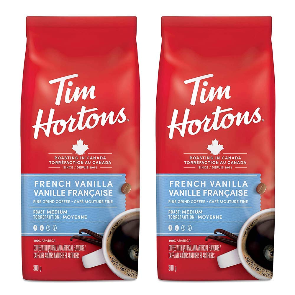 Tim Hortons French Vanilla, Fine Grind Coffee, Medium Roast, 2-Pack {Imported from Canada}