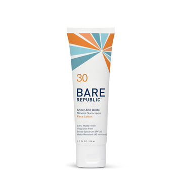 Bare Republic Mineral Matte Sunscreen SPF 30 Sunblock Face Lotion, Sheer and Light Finish, 1.7