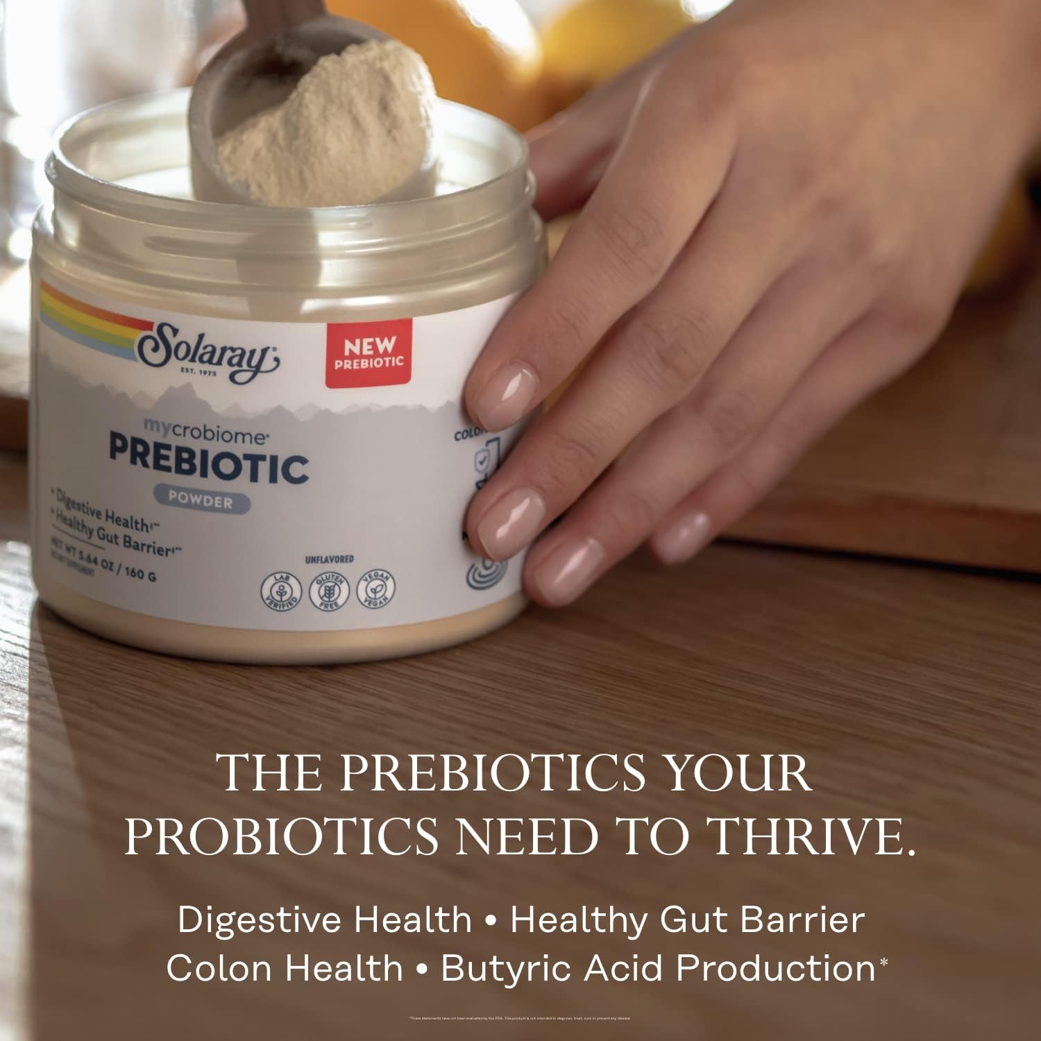 SOLARAY Mycrobiome Prebiotic Powder, Prebiotics for Women and Men, Dig