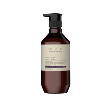 Theorie Moroccan Fig Hand and Body Wash - Antimicrobial, Antibacterial, Nourishing, Soap with Notes of Fig Leaf, Manuka Honey, Market Spice & Young Rose - Pump Bottle 400mL
