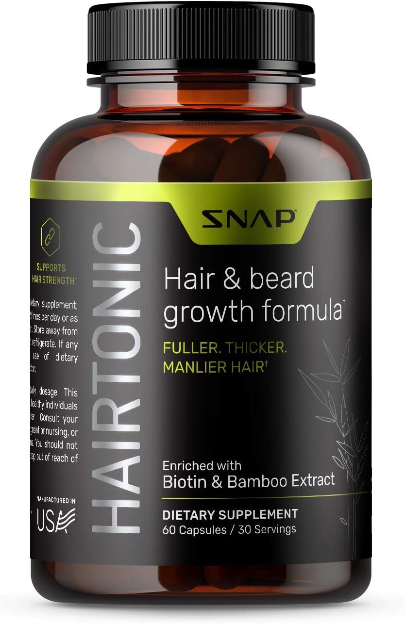 Hair Growth Supplement for Men - Grow Hair, Stop Hair Loss & Regrow Hair, Beard Growth, Skin and Nail Vitamin - Mens Hair Regrowth with Biotin for Men, Kelp, Bamboo & More (60 Count)