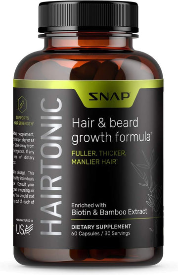Hair Growth Supplement for Men - Grow Hair, Stop Hair Loss & Regrow Hair, Beard Growth, Skin and Nail Vitamin - Mens Hair Regrowth with Biotin for Men, Kelp, Bamboo & More (60 Count)