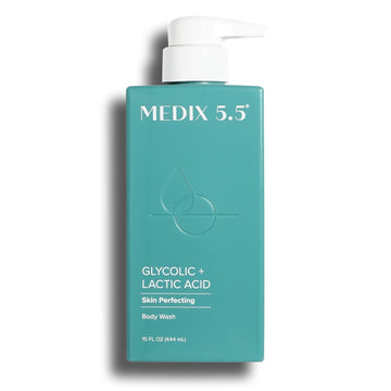 MEDIX 5.5 Body Scrub Skin Care Glycolic Acid Exfoliating Body Cleanser KP Bump Eraser | AHA + Lactic Acid Anti Aging All Skin Type Wash | Keratosis Pilaris & Acne | Foaming Body & Face Wash, 15