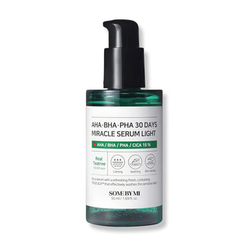 SOME BY MI AHA BHA PHA 30 Days Miracle Serum Light - 1.69, 50 - Made from Tea tree Leaf Water for Oily Skin - Smooth Face Serum - Calming and Refreshing Effect - Facial Skin Care