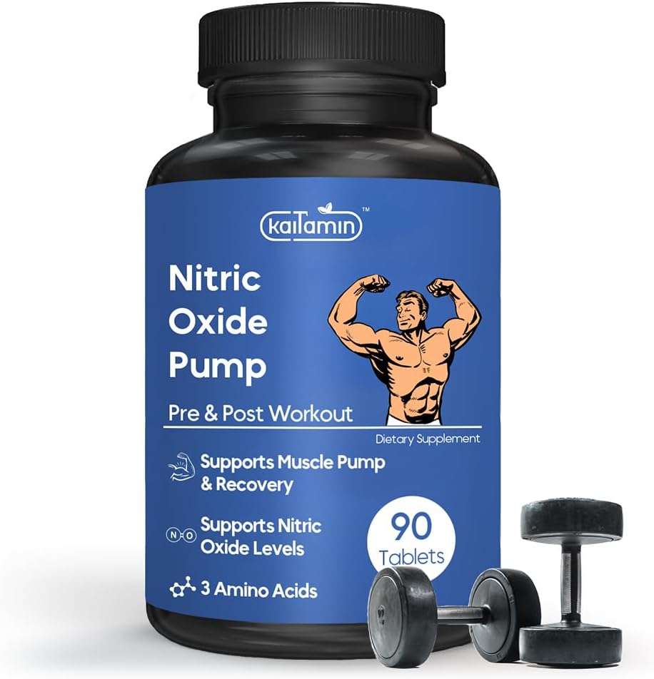 Kaitamin Nitric Oxide Supplement Pre Workout Supplement for Men | Muscle Growth | Arginine Glutamine & Ornithine - 90 Ve