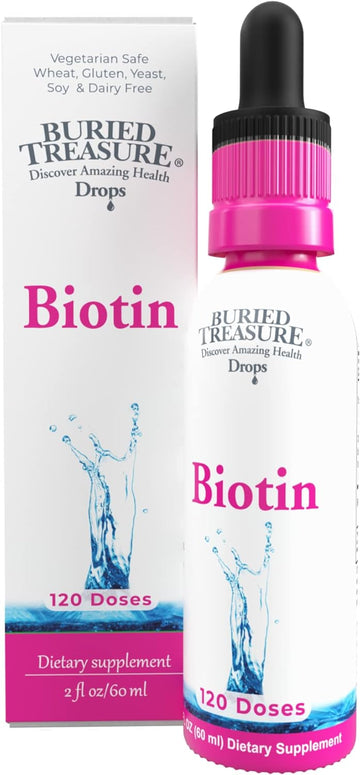 Buried Treasure Biotin Drops - 120 Servings, 2 Oz, Supports Hair, Skin