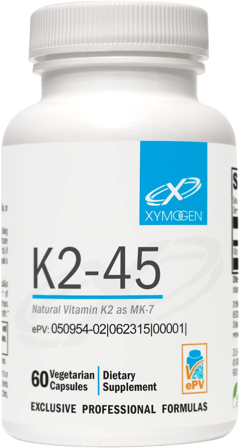 XYMOGEN K2-45 Vitamin K - Vitamin K2 MK-7 Derived from Non-GMO Soybean