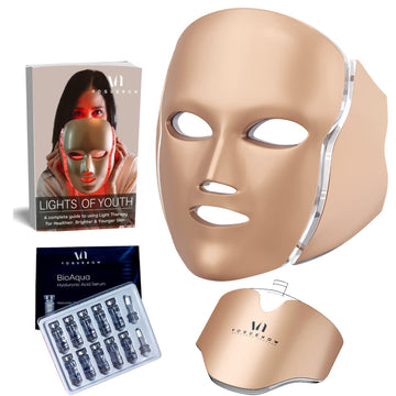 Led face mask Light Therapy - Dermawave 7 Colors Light Therapy Mask with 10 Pcs Serum Pack Eye Mask & Ebook - Spa like Light Therapy Facial for a Brighter, Smoother & Rejuvenated Skin- Blue & Red Light (Light Therapy Mask (Light Therapy Mask)