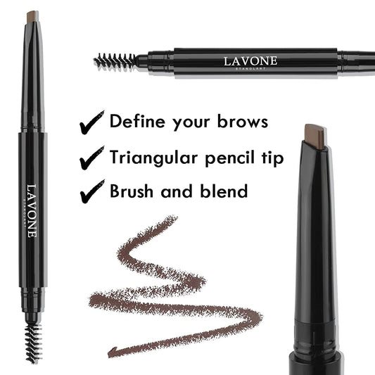 Eyebrow Pencil Makeup Kit for Eyebrow Makeup, Make up Brow Kit with Waterproof Eyebrow Pencil, Eyebrow Pomade, Powder Puff and Dual-ended Eyebrow Brush - Dark Brown