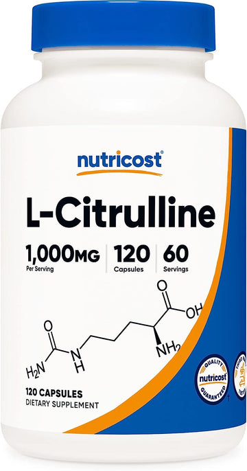 Nutricost L-Citrulline 500mg, 120 Capsules - Gluten Free, Non-GMO, 1000mg Per Serving (60 Serv)