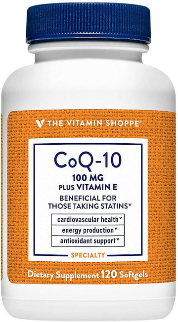 The Vitamin Shoppe CoQ-10 Plus Vitamin E 100MG, Supports Cardiovascula