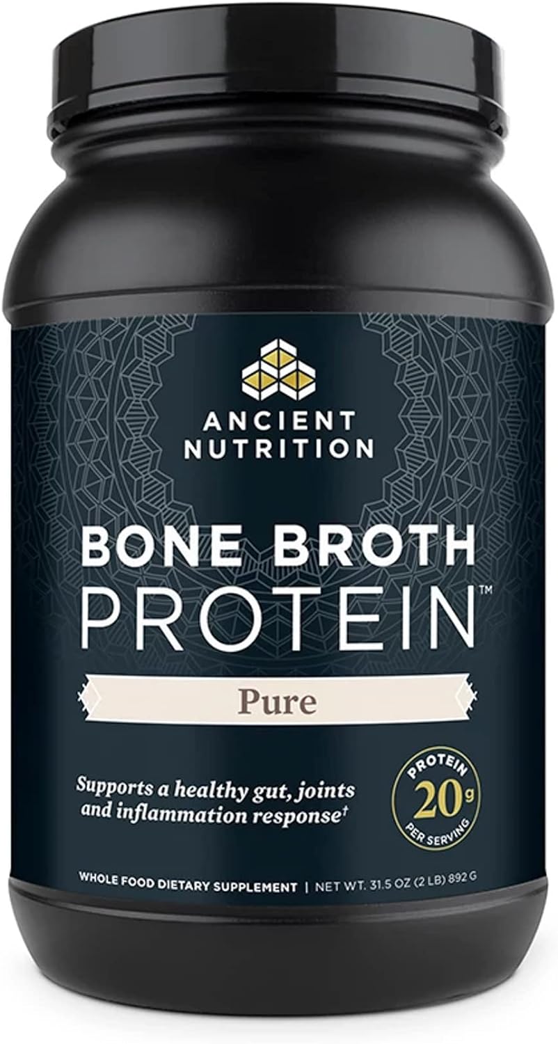 Ancient Nutrition Bone Broth Protein Powder, Pure Flavor, 20g Protein
