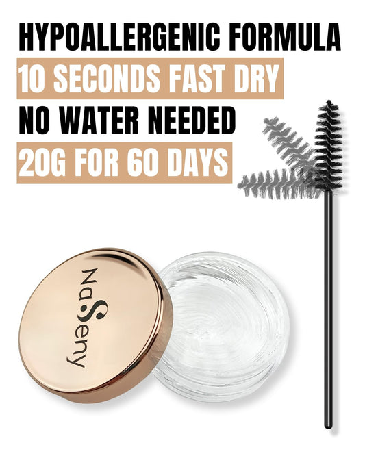Naseny Clear Brow Wax Gel,Fix Messy Brows Clear Brow Pomade,Brow Styling Gel Save Burning Eyebrow,Instant Eyebrow Shaping Wax No Need Water,Brow Lift Leaves No Residue Vegan & Cruelty Free (0.7/)