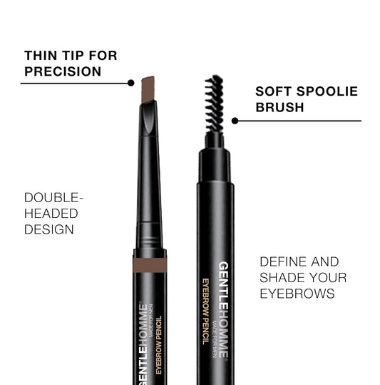 Gentlehomme 2 Pack Mens Eyebrow Pencil Light Brown, Easily Shape Define Fill Eyebrows or Beard, 2 in 1 brush and ultra-thin pencil, Waterproof Smudge Proof Sweatproof, Durable and Long Lasting