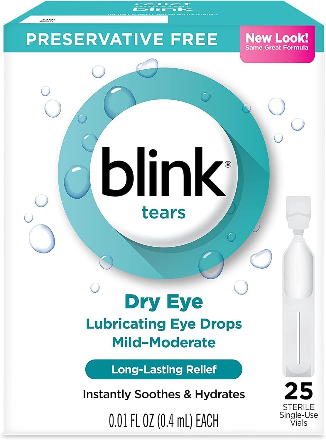 Blink Tears Lubricating Eye Drops Mild-Moderate Dry Eye, 25 Count - 0.