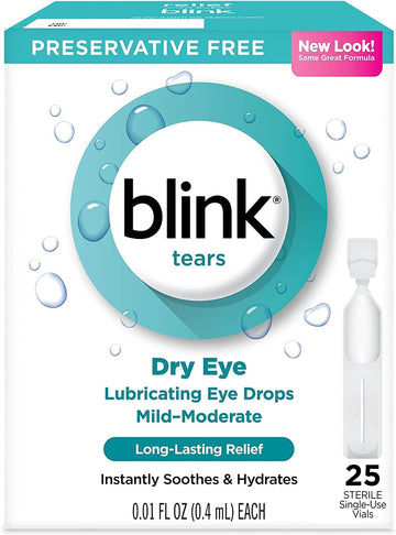 Blink Tears Lubricating Eye Drops Mild-Moderate Dry Eye, 25 Pk - 0.01
