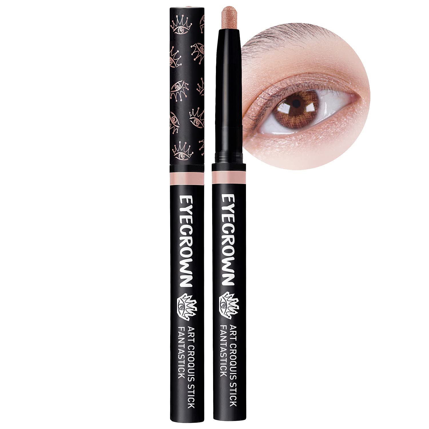 EYECROWN Art Croquis Stick Fantastick Shimmer Glitter Long Lasting Eyeshadow 0.5g (02 BABY STICK) - Quick Fixing Cream Eyeshadow Pencil, Easy to Blend, Waterproof, Crease-Proof