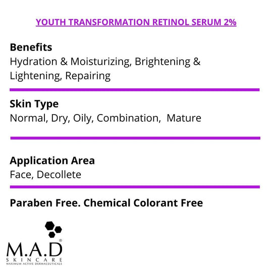 M.A.D Skincare Anti-Aging Youth Transformation Retinol Serum 2%