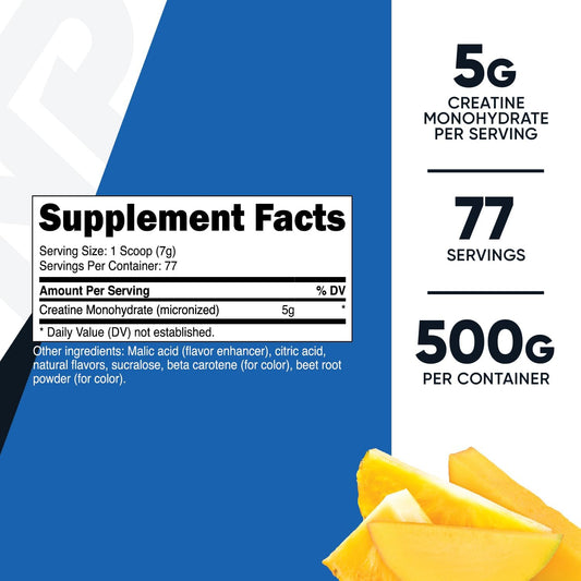 Nutricost Creatine Monohydrate Powder (Pineapple Mango, 500 Gram) - Micronized Creatine Supplement - Vegan, Non-GMO, Gluten Free
