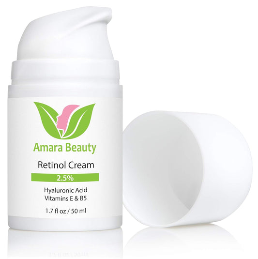 Retinol Cream for Face 2.5% with Hyaluronic Acid & Vitamins E & B5, 1.7 .