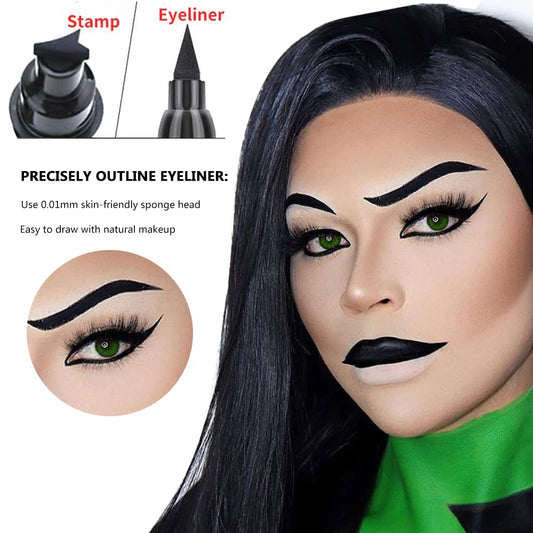 QIC 2021 New 2 Packs Winged Eyeliner Stamp ?Double Head Cat Eye Makeup Tool?Waterproof & SmudgeProof Liquid Eyeliner?ick Stick eyeliner?Let You Have Charming Eyes (Black)