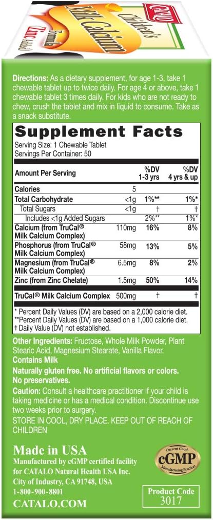 CATALO Children's Milk Calcium Formula (Zinc Added) - Promote Bone Gro