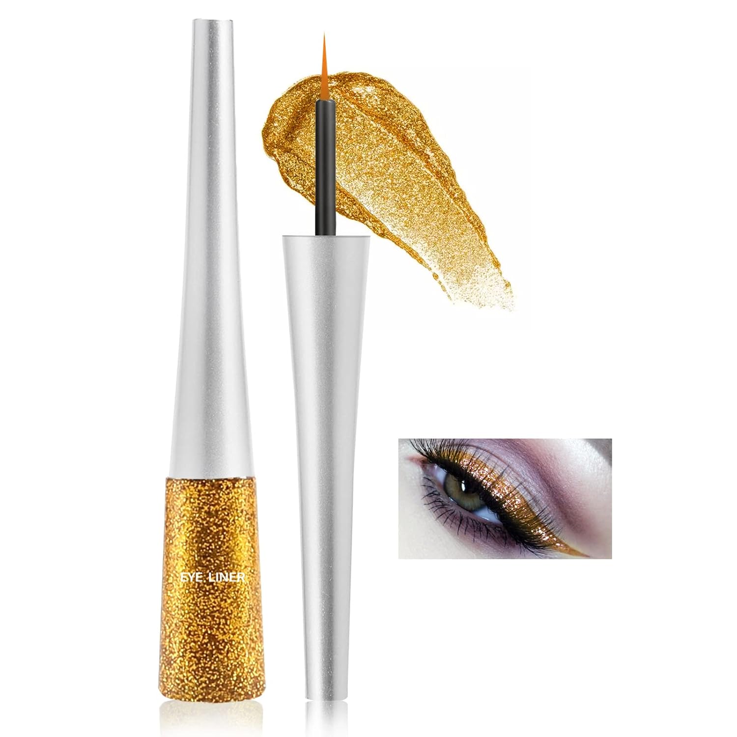 Boobeen Colorful Glitter Eyeliner Liquid Shimmer Eyeliner Waterproof Metallic Eyeliner Smudge-Proof Suitable for Women, 1 Pcs (07#)
