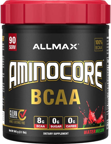 ALLMAX AMINOCORE BCAA, Watermelon - 945 g Powder - 8.18 Grams of BCAAs