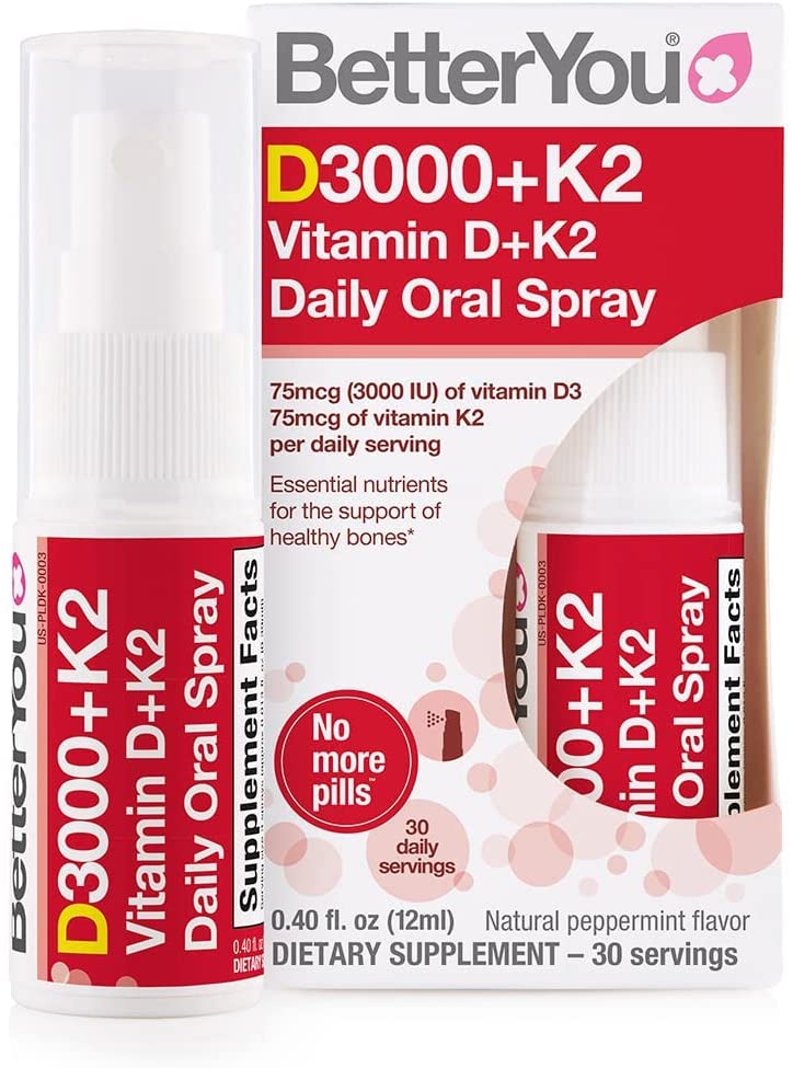 Betteryou Vitamin K2 And Vitamin D Spray Liquid Immune Support Supplement, 1000 Iu Strength Per Single Spray, 0.4 Fl Ounce  Peppermint