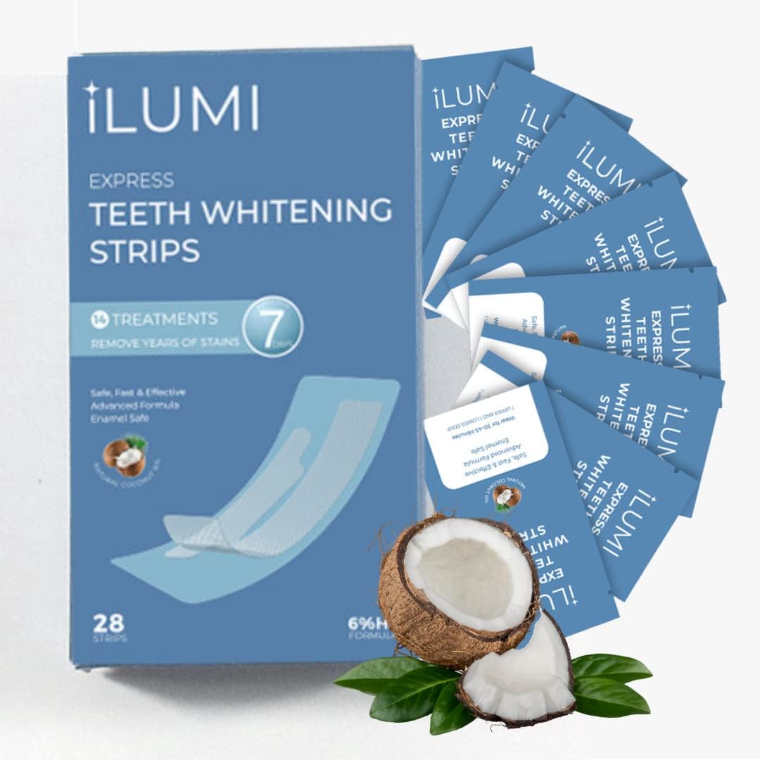 iLUMI 7 Day Express Vegan Whitening Strips, 14 Treatments, Professional Effects with Reduced Sensitivity. Harvard Doctor Formulated