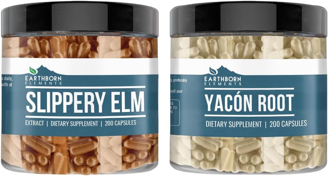 Earthborn Elements Slippery Elm And Yacon Root Bundle, 200 Capsules Ea