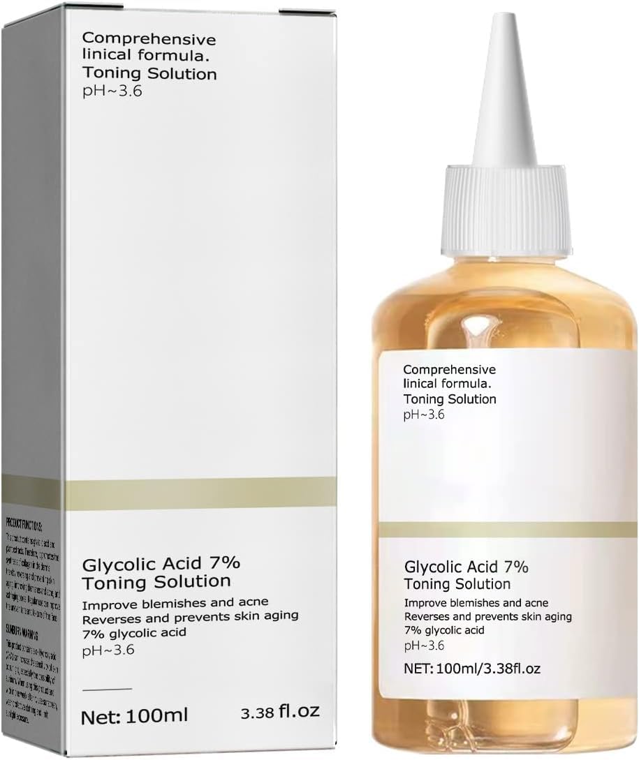 Glycolic Acid 7% Toning Resurfacing Solution for Blemishes and Acne, Glycolic Sour 7% Toner, Facial Exfoliation Astringe Pores 100,Hydrates and Reduces Skin Blemishes