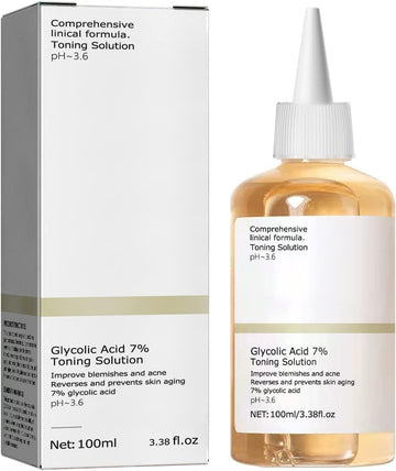 Glycolic Acid 7% Toning Resurfacing Solution for Blemishes and Acne, Glycolic Sour 7% Toner, Facial Exfoliation Astringe Pores 100,Hydrates and Reduces Skin Blemishes